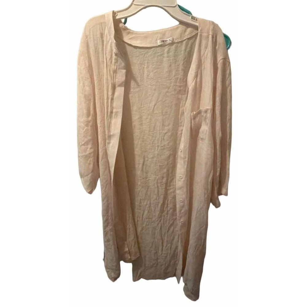 AIMAGE Women Beige Button-Front Long Lightweight Cardigan Cover-Up Size XL